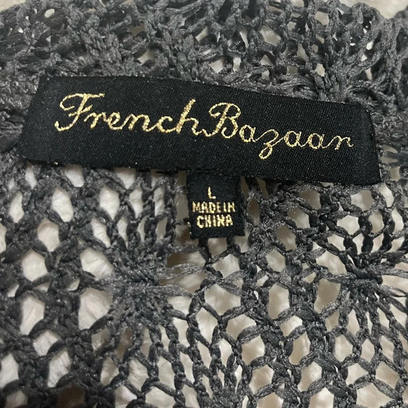 NWOT FRENCH BAZAAR Dark Gray Knit Tunic Top, swim suit cover up Size Large - Picture 5 of 9